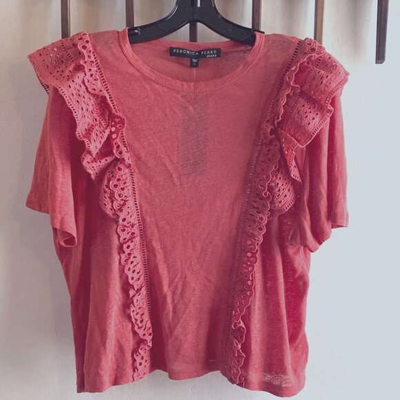 Veronica Beard Jeans Prema Eyelet Crewneck Tee - Picture 1 of 6